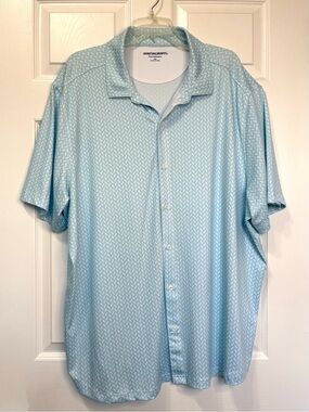 Johnson & Murphy Performance Polo Shirt Mens 3XL Blue Short Sleeve Button Up
